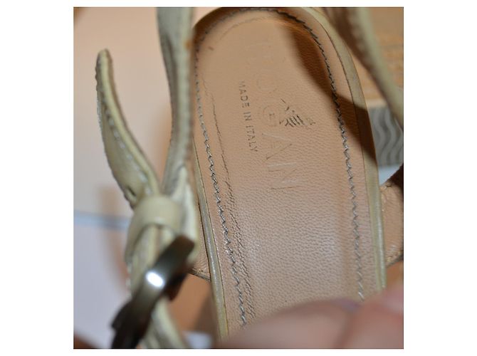 Hogan Sandali con Zeppa in Camoscio Beige - vista 5