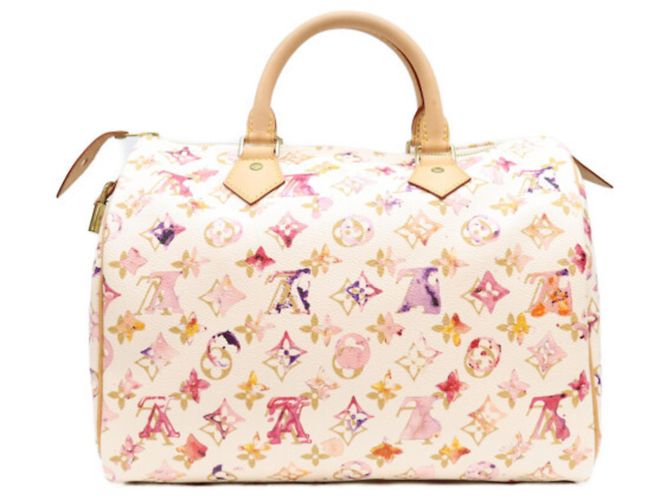 Borsa Boston Louis Vuitton Monogram Watercolor VVN Speedy 30 Bianco - vista 3
