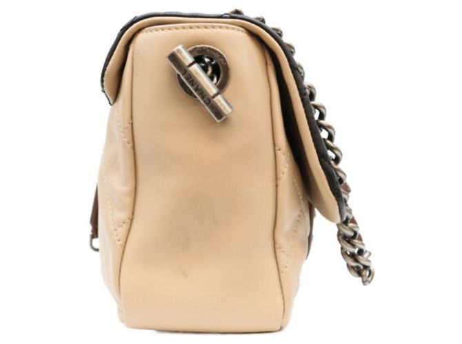 Borsa a tracolla Chanel in pelle di vitello nera e avorio Nero Crudo - vista 4