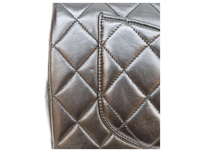 Timeless Borsa a Spalla Chanel Black Lambskin Double Flap Matelassé Nero - vista 12