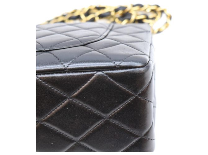 Timeless Borsa a Spalla Chanel Black Lambskin Double Flap Matelassé Nero - vista 13