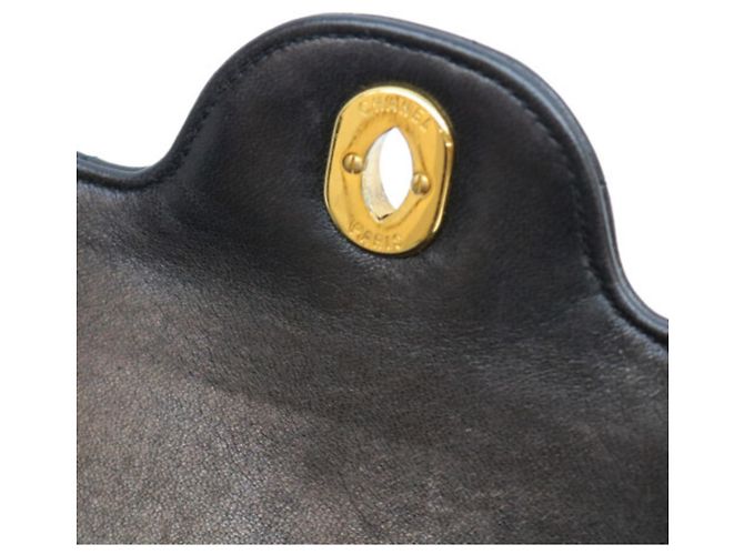 Timeless Borsa a Spalla Chanel Black Lambskin Double Flap Matelassé Nero - vista 16