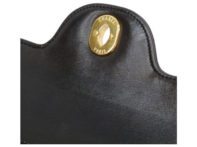 CHANEL Borsa a tracolla in pelle di agnello trapuntata con doppia patta nera Nero - vista 13