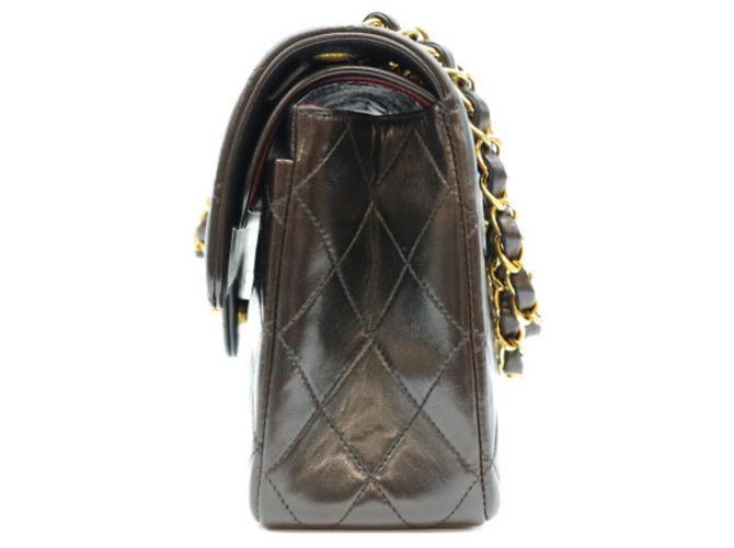 CHANEL Borsa a tracolla in pelle di agnello trapuntata con doppia patta nera Nero - vista 2