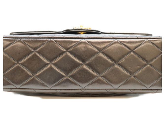 CHANEL Borsa a tracolla in pelle di agnello trapuntata con doppia patta nera Nero - vista 5