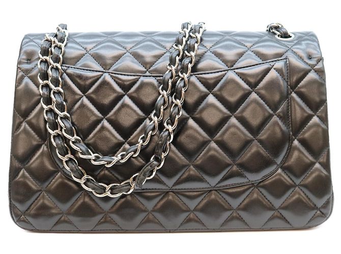 Borsa a Spalla Chanel Black Lambskin Double Flap Nero - vista 3