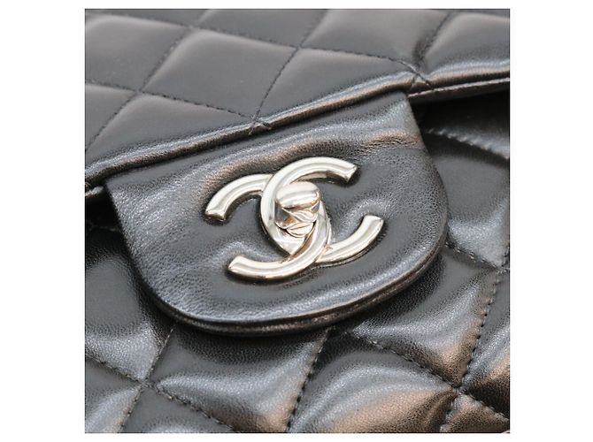 Borsa a Spalla Chanel Black Lambskin Double Flap Nero - vista 7
