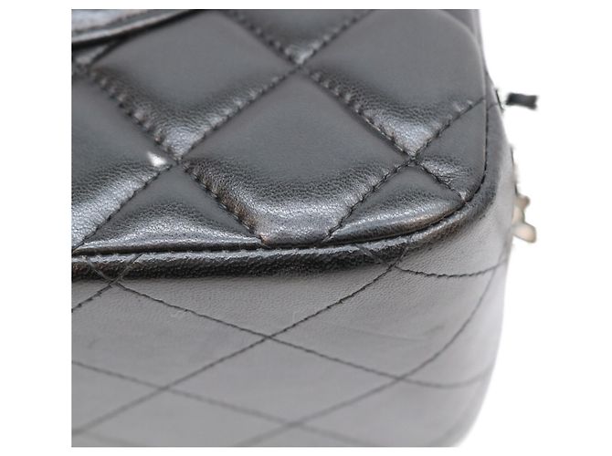Borsa a Spalla Chanel Black Lambskin Double Flap Nero - vista 9