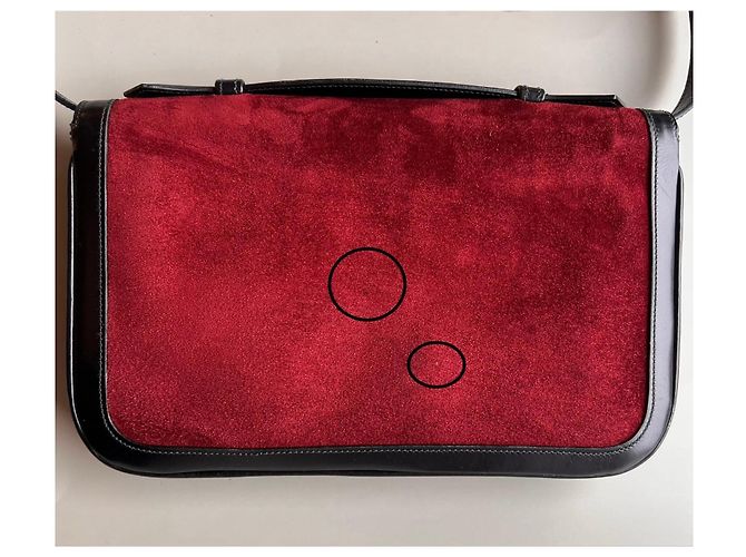 Céline Celine Sulky Borsa Box Bordeaux Nero Rosso - vista 10