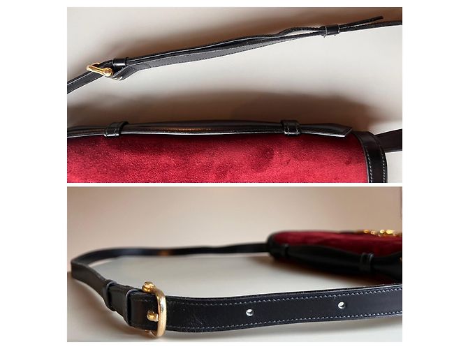 Céline Celine Sulky Borsa Box Bordeaux Nero Rosso - vista 3