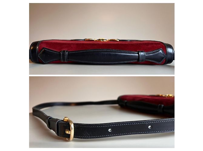 Céline Celine Sulky Borsa Box Bordeaux Nero Rosso - vista 5