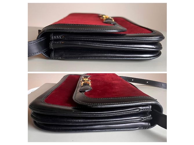 Céline Celine Sulky Borsa Box Bordeaux Nero Rosso - vista 6