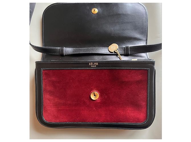 Céline Celine Sulky Borsa Box Bordeaux Nero Rosso - vista 7