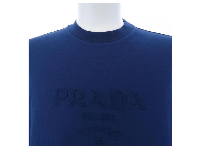 Prada T-Shirt aus technischer Baumwolle Blau Marineblau - Ansicht 5