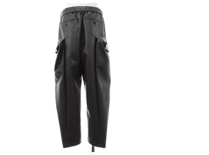 Sacai Kunstlederhose Grün Khaki - Ansicht 2