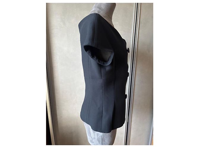 Christian Dior Bar Off-the-Shoulder Jacket in Black Wool and Silk - view 3