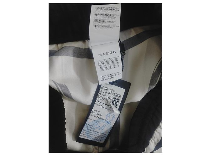 Gianfranco Ferré Gianfranco Ferrè Pantalones Palazzo Seda Estampado Pañuelo Negro Blanco Dorado - vista 13