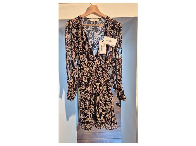 Vestido corto Ba&Sh Gizelle estampado Negro Multicolor Púrpura - vista 9