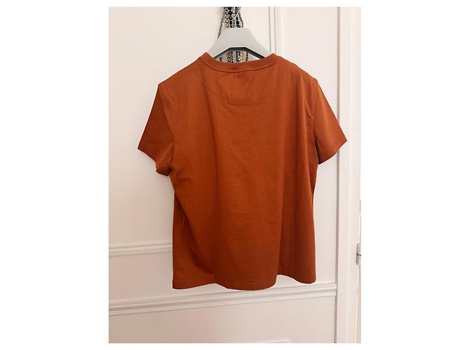 Camiseta Hermès Cartouche de algodón - Marron Alezan Castaño - vista 10