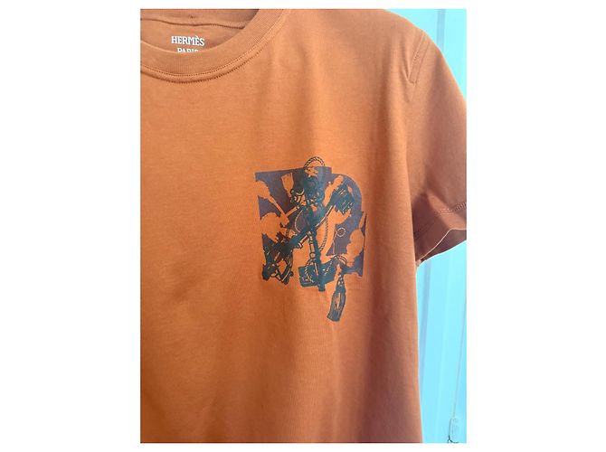 Camiseta Hermès Cartouche de algodón - Marron Alezan Castaño - vista 2