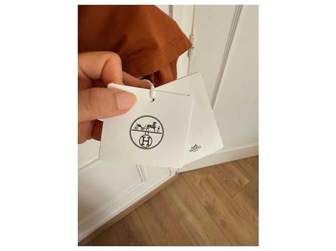 Camiseta Hermès Cartouche de algodón - Marron Alezan Castaño - vista 5