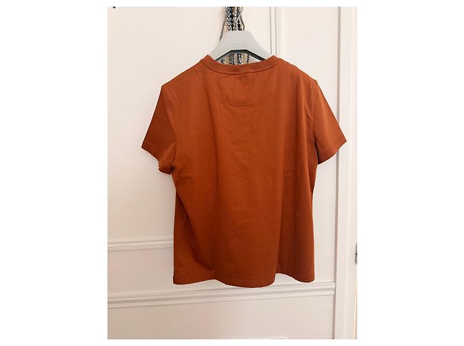 Camiseta Hermès Cartouche de algodón - Marron Alezan Castaño - vista 9