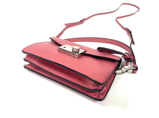 Borsa a tracolla Prada Saffiano rosa - vista 3