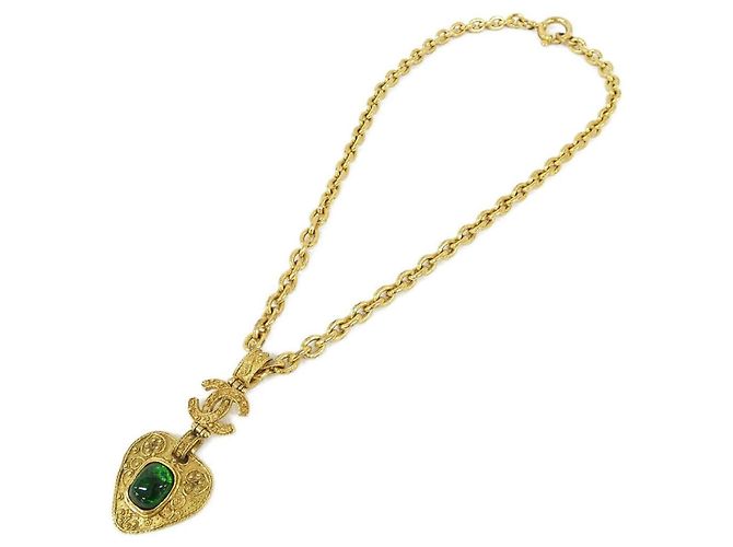Collar Chanel Oro y Verde Dorado - vista 2