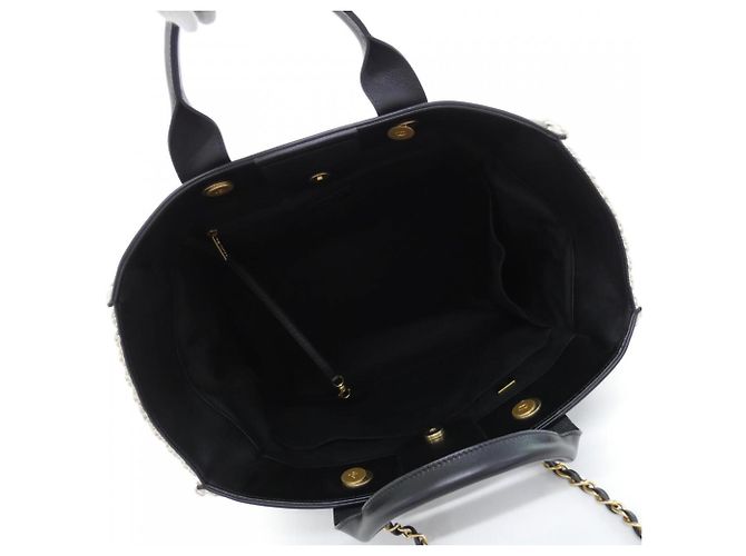 Borsa Chanel Deauville Line 66941 Marrone Nero - vista 8