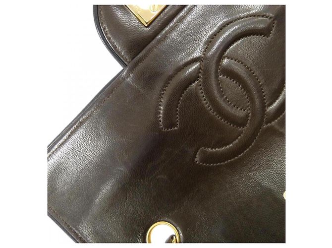 Borsa a tracolla Chanel in pelle nera e marrone Nero - vista 10