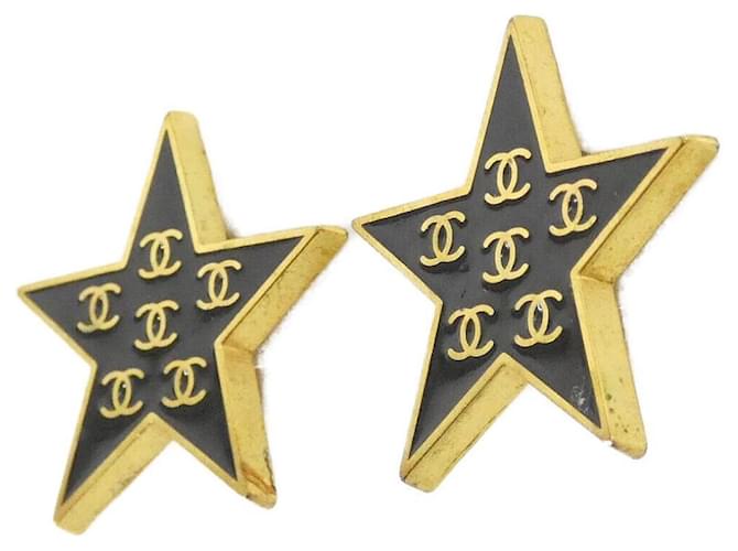 Orecchini Chanel Black and Gold Stud Nero D'oro - vista 2
