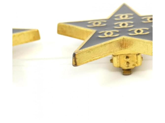 Orecchini Chanel Black and Gold Stud Nero D'oro - vista 3