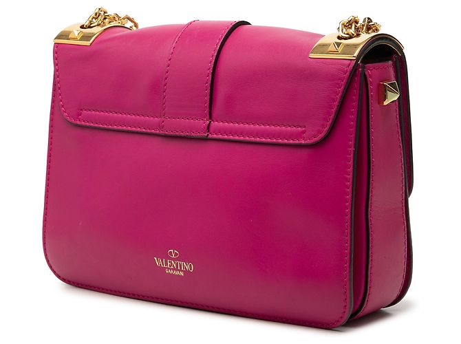 Valentino Pink Leather B Rockstud Flap Shoulder Bag - view 2