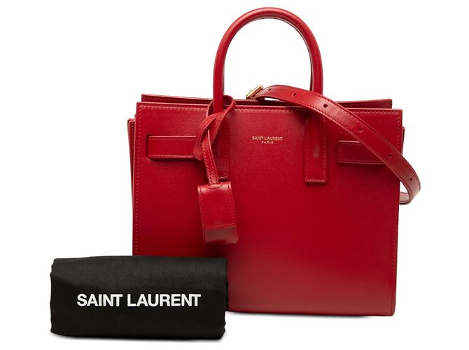Saint Laurent Borsa Sac De Jour Nano in pelle rossa Rosso - vista 6