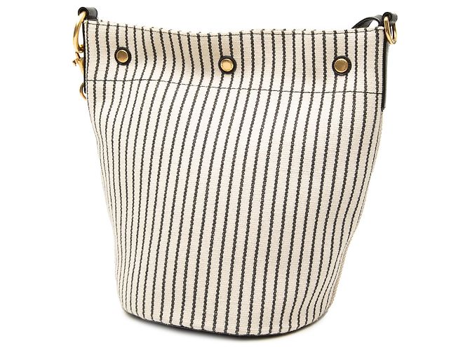 Sac seau Rive Gauche en toile rayée blanche Saint Laurent - vue 2