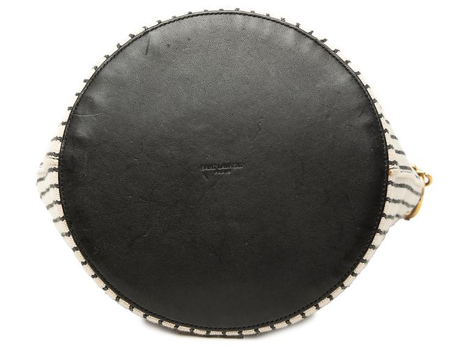 Sac seau Rive Gauche en toile rayée blanche Saint Laurent - vue 3