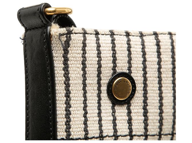 Sac seau Rive Gauche en toile rayée blanche Saint Laurent - vue 6