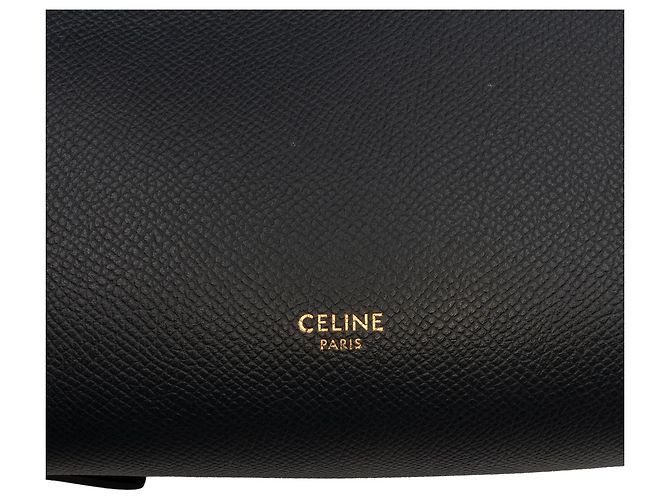 Céline Borsa cintura Celine Black Mini in pelle di vitello granulata Nero - vista 5