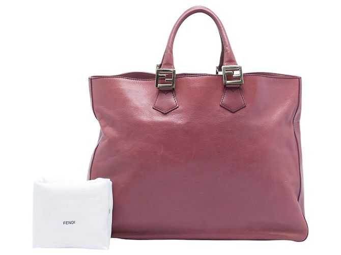 Fendi Twins Leder-Tote in Pink, Größe Large - Ansicht 6