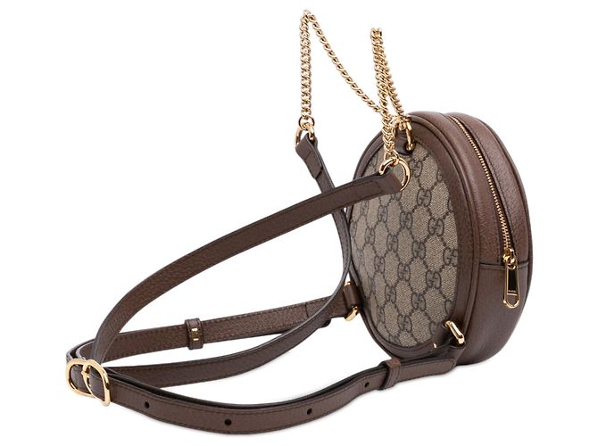 Zaino tondo Gucci Beige Mini GG Supreme Web Ophidia - vista 2