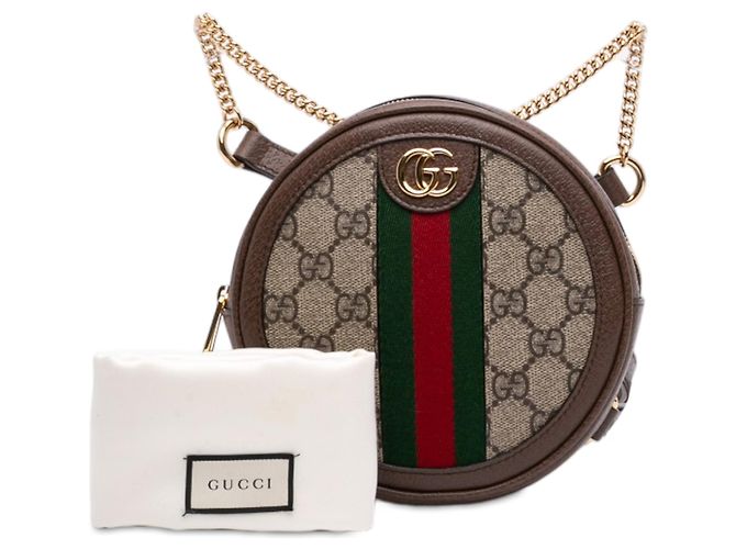 Zaino tondo Gucci Beige Mini GG Supreme Web Ophidia - vista 7