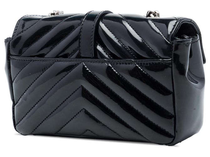 Borsa Baby Chevron in vernice nera con catena monogramma classica Saint Laurent Nero - vista 2