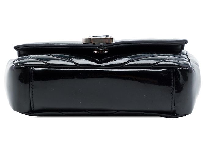 Borsa Baby Chevron in vernice nera con catena monogramma classica Saint Laurent Nero - vista 3