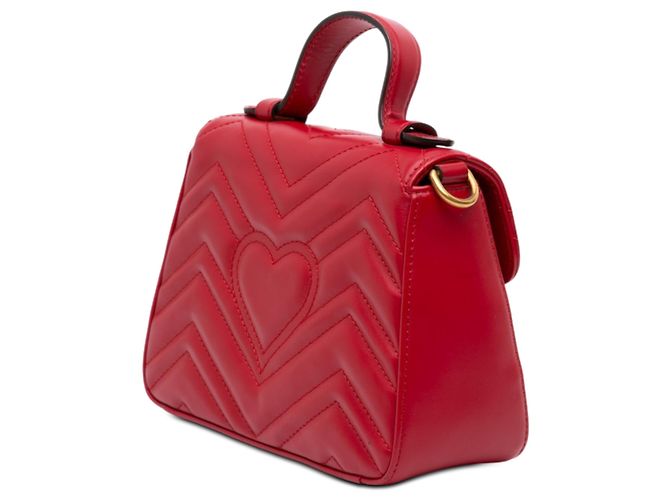 Borsa Gucci Red Mini GG Marmont Matelasse in pelle Rosso - vista 2