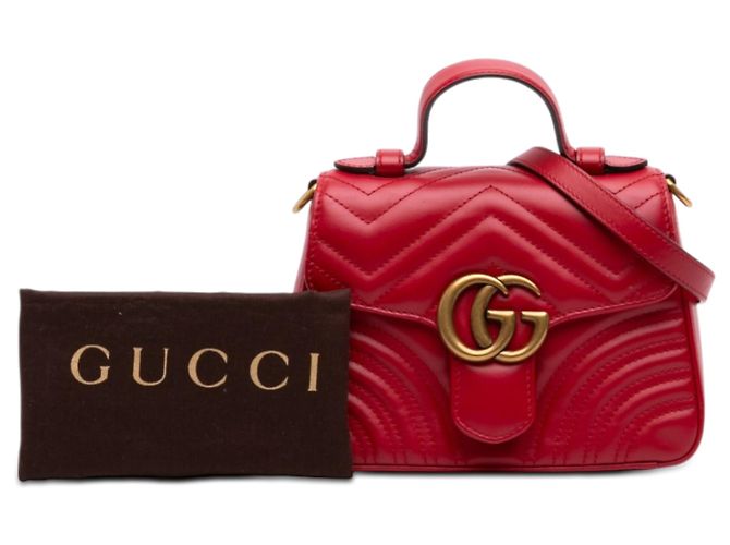 Borsa Gucci Red Mini GG Marmont Matelasse in pelle Rosso - vista 7