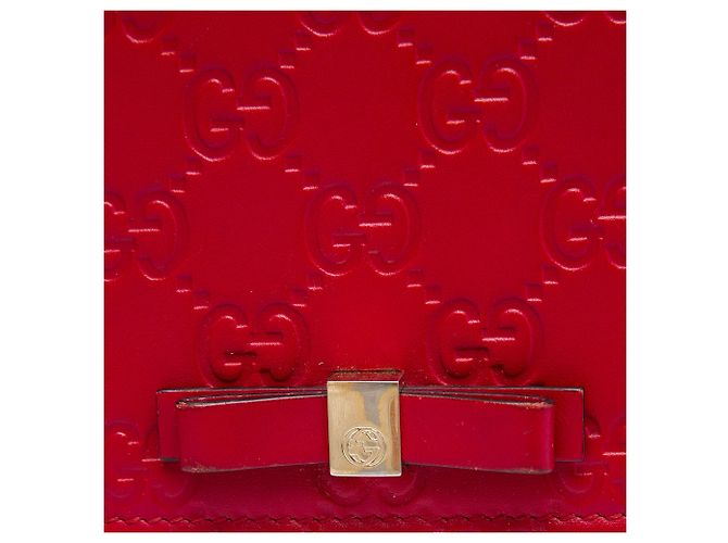 Cartera con cadena Gucci Red Mini Guccissima con lazo - vista 5