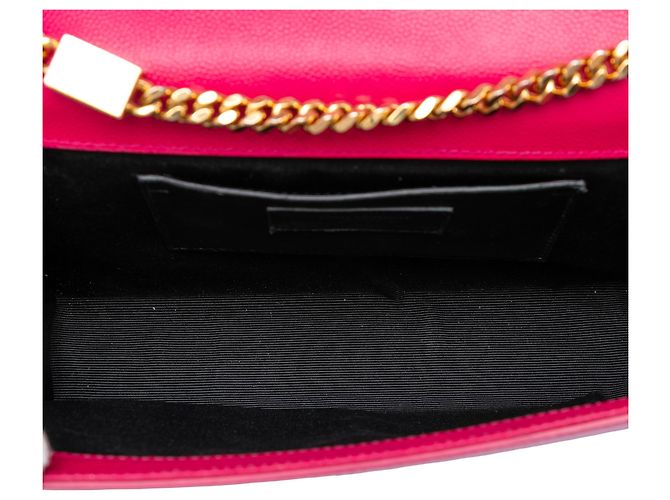 Saint Laurent Bolsa Transversal Kate Monogram em Couro de Grão Médio Rosa - vista 4