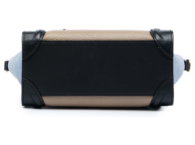 Luggage Céline Borsa Tote Celine Nano Tricolor in pelle beige - vista 3