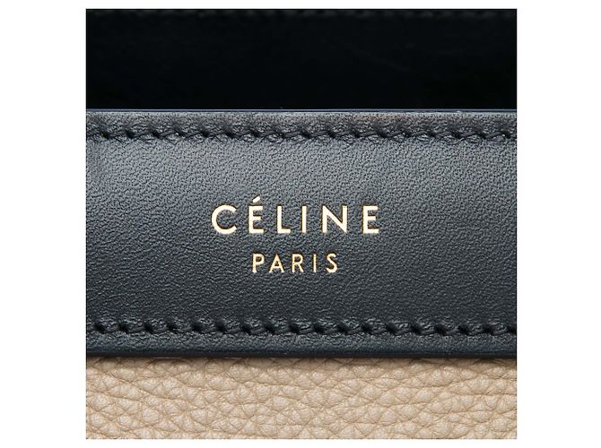 Luggage Céline Borsa Tote Celine Nano Tricolor in pelle beige - vista 4