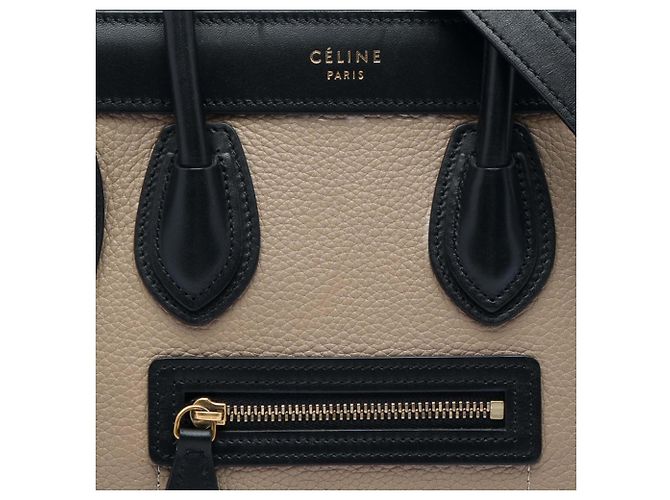 Luggage Céline Borsa Tote Celine Nano Tricolor in pelle beige - vista 6
